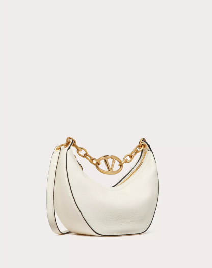 SMALL VLOGO MOON HOBO BAG IN LEATHER WITH CHAIN